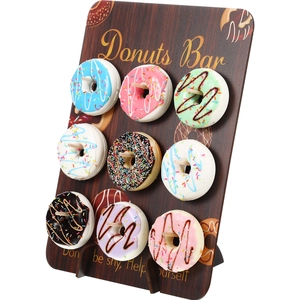 Wooden Donut Wall Display Stand Party Decoration Donuts Bar Holder For Wedding Birthday Baby Shower Table Centerpiece