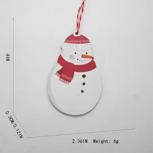 Décoration de Noël bonhomme de neige en bois avec écharpe rouge et dimensions