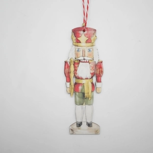 Classic wooden nutcracker soldier Christmas ornament with red string for festive hanging decor