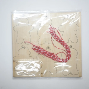 Kit DIY de décorations de Noël en bois bonhomme pain d'épice avec cordelette bicolore