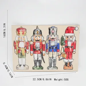 Set of four wooden hand-painted Christmas Nutcracker soldier ornaments for festive hanging decor