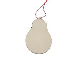 Pendentif bonhomme de neige en bois brut avec ficelle festive rouge et blanche pour DIY