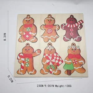 Décorations de Noël en bois bonhomme de pain d'épices pour sapin, taille 23x21cm