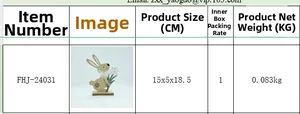 Detail of wooden Easter bunny ornament with floral patterns and a white mesh bow tie