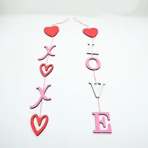 Wooden ferris wheel style Valentine heart hanging decor with LOVE and X letters