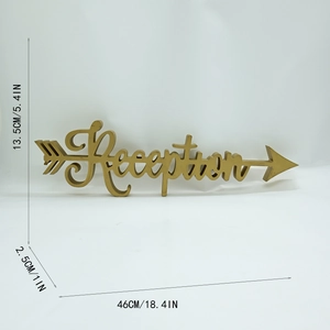 Golden wooden arrow reception sign decoration for wedding home party and events