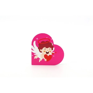 Décoration cœur en bois rose avec cupidon mignon pour cadeaux de Saint-Valentin déco