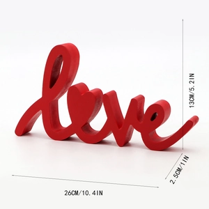 Red wooden LOVE sign decor for wedding and home, measuring 26cm in length and 13cm in height