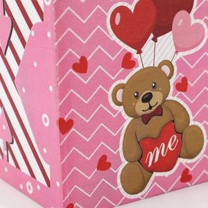 Valentine gift box with cute bear and red heart pattern, high-quality color printing