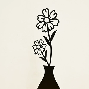 Modern 3-piece set of black metal flower wall art sculptures for home patio decoration