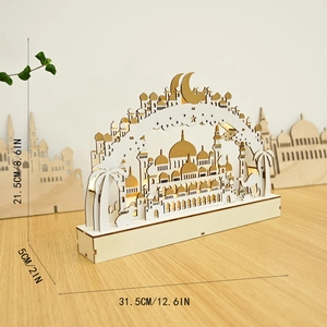 Guida alle taglie della lampada LED in legno Ramadan con lunghezza 31,5 cm e altezza 21,5 cm
