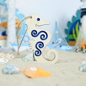 Mediterranean Wooden Ocean Theme Seahorse Turtle Hanging Sign Nautical Wall Decor For Living Room Beach Party Decoration