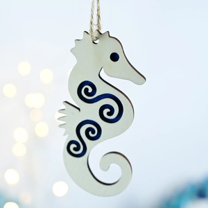 Creative wooden seahorse wall hanging with nautical style laser cut hollow design