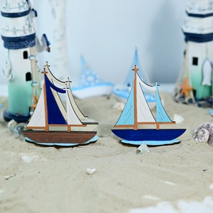 Mediterranean Nautical Wooden Sailing Boat Model Creative Handcrafted Home Desk Decoration Miniature Sailboat Ornament Art Crafts