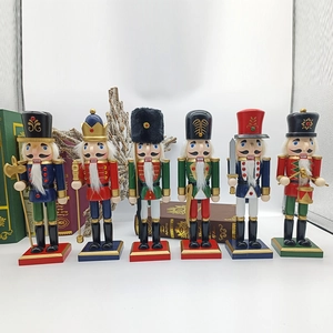 Wooden Nutcracker Soldier King Drummer Christmas Ornament Traditional Hand Painted Wood Figure Holiday Tabletop Home Decor