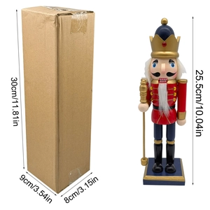Detailed dimension guide for the 25.5cm Nutcracker soldier with its cardboard box