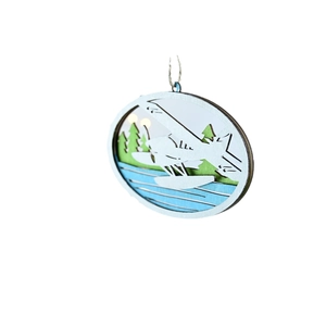 Wanddeko aus Holz im mediterranen Stil mit mehrlagigem 3D-Wasserflugzeug-Design