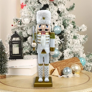 30cm white and gold Christmas Nutcracker King Soldier figurine in European style