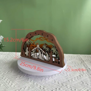 Scène de nativité en bois multicouche faite main pour décoration de table de Noël