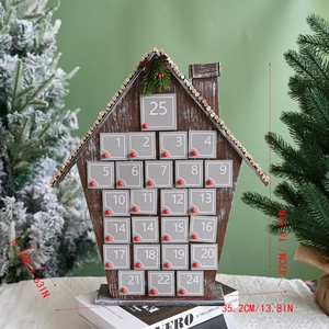 Wooden house advent calendar with dimensions 42cm height and 35.2cm width for Christmas