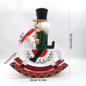 Traditional 30.5cm wooden nutcracker soldier on a rocking horse Christmas decoration