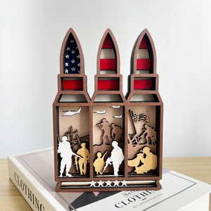 Patriotic wooden bullet-shaped soldier scene decor for American Independence Day