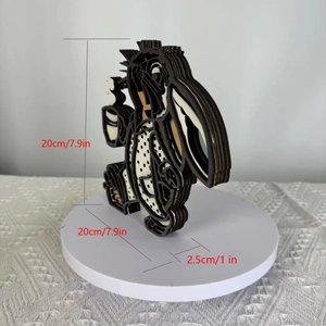 3D laser-cut wooden toucan ornament with specific height and width dimensions
