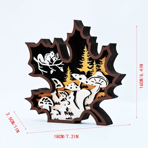 Dimensions détaillées du bois sculpté en feuille d'érable multicouche avec forêt