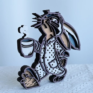 3D layered wooden bunny ornament in polka dot pajamas for Easter home tabletop decor