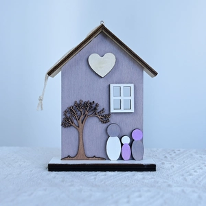 Creative wooden house ornament for Mother's Day home decor featuring family figures