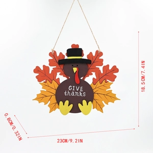 Decorazione porta tacchino del Ringraziamento in legno con foglie di acero