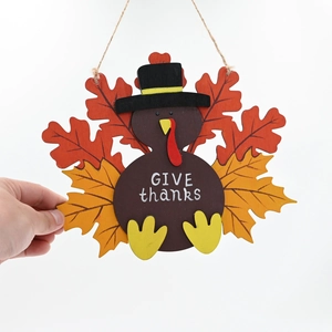 Decorazione per porta tacchino in legno per il Ringraziamento con scritta GIVE THANKS