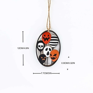 Halloween wooden pumpkin pendant dimensions 12cm height with ghost balloon pattern