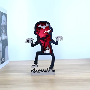 Halloween multi-layer wooden zombie silhouette craft with laser-cut graveyard details