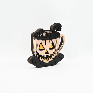 Halloween 3D multi-layered wooden coffee cup pumpkin desktop decoration and ornament