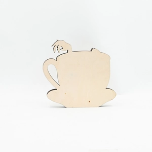 Laser-cut wooden coffee cup craft with claw design for DIY Halloween party decor