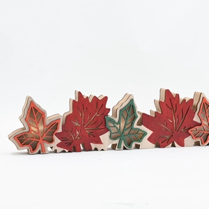 LED wooden maple leaf ornaments in autumn colors for harvest and thanksgiving decor