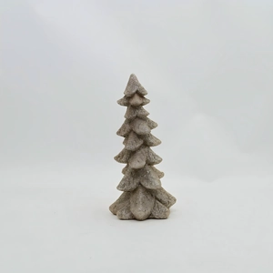 Minimalist resin Christmas tree desktop ornament with gray frosted finish and subtle glitter