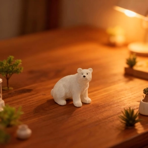 Miniature polar bear figurine with realistic fur texture for DIY fairy garden landscapes