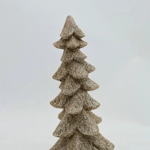 Champagne gold glitter Christmas tree resin ornament for festive tabletop home decor