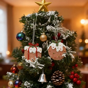 Realistic Christmas Tree Gingerbread Hanging Ornaments Cookie Star Heart Candy Cane Gift Box Simulation PE Decor For Xmas