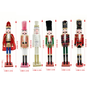 Set di sei schiaccianoci re nordici in legno da 60cm per decorazioni natalizie