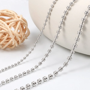 Polished silver stainless steel ball chain necklaces with mirror finish for men and women