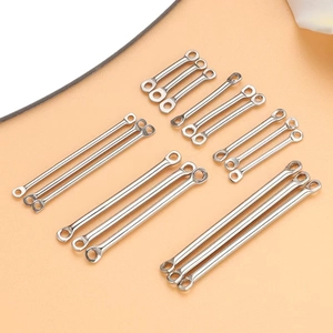 Stainless Steel Double Hole Connector Bar Twisted Patterned Link Rod For DIY Jewelry Making Necklace Bracelet Finding