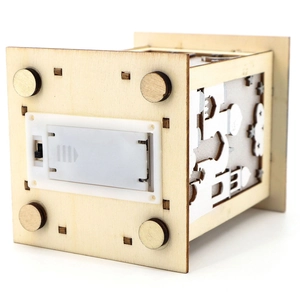 Bottom view of Muslim wooden lantern showing battery box and power switch