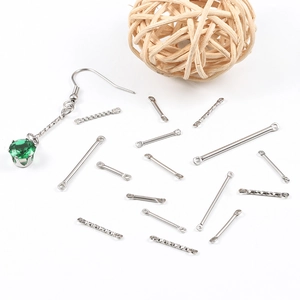 Stainless steel twisted connector rods and green gemstone drop earring for DIY jewelry