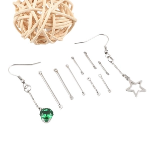 DIY stainless steel earrings set featuring green gemstone charms and star pendants