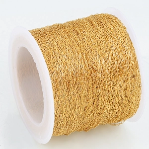 18K gold plated stainless steel beaded cable chain on spool for DIY jewelry making