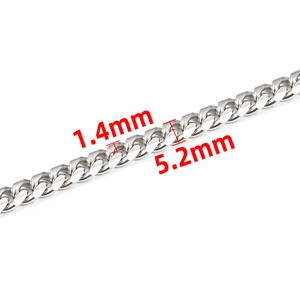 Edelstahl-Panzerkette für Schmuck mit 5,2 mm Breite und 1,4 mm Dicke für Halsketten