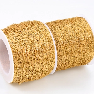 18K gold plated stainless steel beaded chain rolls for DIY jewelry making supplies